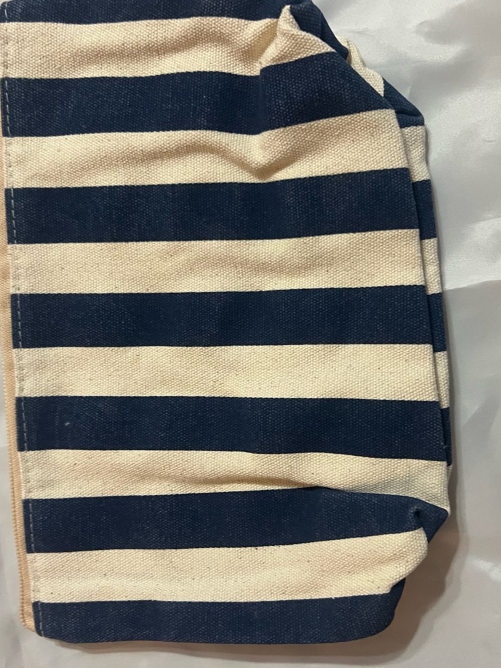 Gorjana Navy and Cream Striped Makeup Organizer Pouch
